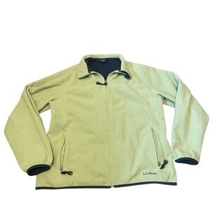 L.L. Bean Light Green Fleece Jacket with Blue Lining and Zippered Pockets GUC